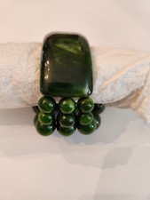Beautiful Vintage Marbleized Green Stretch Bakelite Bangle Bracelet picture