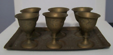 Brass Tay with six Small Chalices Cups Ornamental Design picture
