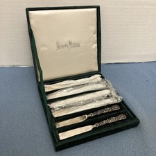 Neiman Marcus Godinger Silver Plate Grape & Floral Handled Spreaders - Set of 6 picture