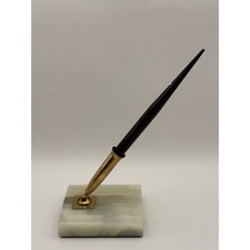 Sheaffer Snorkel Desk Fountain Pen B1215KD 2001M 14K Nib Marble Base Vintage picture