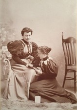1890’s Antique Cabinet Photo Young Mother Daughter Read Letter YATES CENTER KS picture