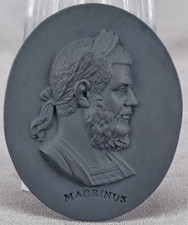 Wedgwood Macrinus Black Basalt Portrait Medallion Plaque Circa 1780-1795 picture