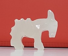 VINTAGE HAND CARVED WHITE ONYX DONKEY FIGURINE (Red color used for effect only) picture