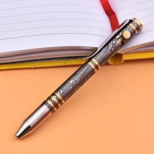 Handmade Damascus Steel Bolt Action Pen Brass Accent Tactical EDC Executive Gift picture