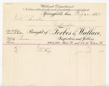 1889 Forbes & Wallace Invoice Worthington MA Wholesale Department Covet Postage picture