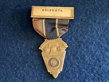 American Legion Antique Pin Back Ribbon With Metal 1946 picture