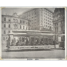 1896 Boston MA North Station Photo Print Streetcar Trolley Massachusetts Vtg picture