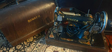 SINGER 27 Antique Original Hand Crank Domestic Sewing Machine Black/Gold w Case picture