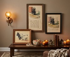 3 Vintage 1930s Scottie Dog Framed Prints picture