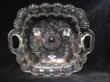  Indonesia Square Footed Centerpiece Bowl Cut Glass Designs on Edge 10.75