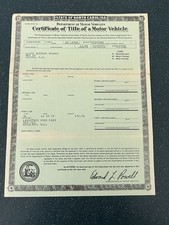 Genuine Original 1969 Chevrolet Impala 2 Door Coupe NC Car Title 16437 picture