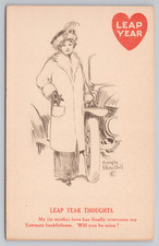 1911 Leap Year Postcard Etching by G. Rexer Brill Automobile Humor H.M. Rose Val picture