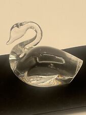 Spode Crystal Swan Signed 4” X 4” Hand Blown Cut Glass Swan Bird Figurine picture