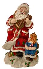 Large Vintage Resin Santa Claus and Child Figure St Nick with Toy Sack Figurine picture