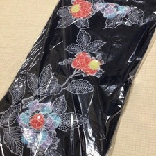 Yukata single item, navy blue, Shibori-style floral pattern, peonies, picture