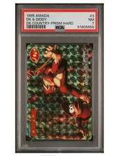 1995 Amada Carddass Donkey Kong Country Part 1 DK & Diddy #3 Prism PSA 7 🔥Low P picture