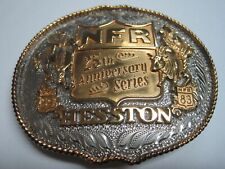 Hesston Rare 1983 STERLING 24 k GOLD PLATED Limited Edition Numbered NFR Buckle picture
