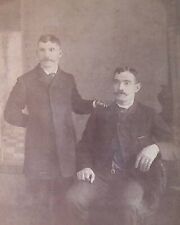 C.1880/90s Cabinet Card Ansonia CT 2 Handsome Men Intimate Pose Mustache A4051 picture