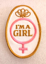 Vtg I'M A Girl Flower Power Hippie Patch New NOS 1970s Great for Gender Reveal picture