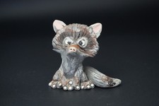 Studio Pottery Raccoon Figurine Handcrafted Clay Woodland Animal Sculpture Art picture