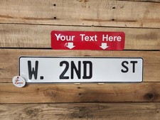 WHITE CUSTOM STREET SIGN - Embossed, Custom text, sign, home decor, garage picture