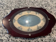 Vintage Jewish Hazorfim Silver Wood Challah Board Serving Tray Glass And Mirror picture