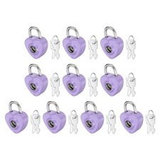 10Pcs Mini Diary Padlock, Small Heart Shaped Lock with 2 Keys Light Purple picture