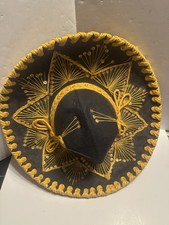 Vintage Pigalle Mexican Sombrero Mariachi Hat Black Gold 18