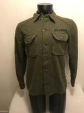 Vtg US Army Military Uniform Satellite Outerwear Wool Field Shirt Mens Small picture