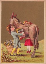 Antique Hartford Chemical Company Lavine For Washing Kids With Donkey Trade Card picture