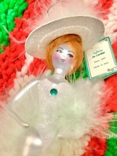Vintage De CaRLiNi LADY Ornament NWT ItaLiaN Glass SHoWGiRL GiRL White Vegas TAG picture
