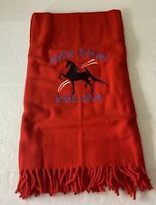 100% WOOL Red  THROW ~ Faribault Woolen Mills ~ 52”X 48” W Embroidered Horse picture