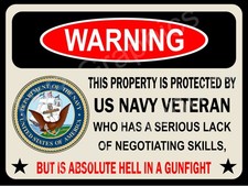 Property is Protected by US Navy Veteran 9''x12'' Metal, Aluminum Sign picture