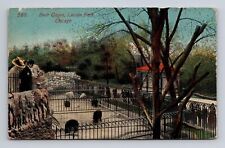 c1914 DB Postcard Chicago IL Illinois Lincoln Park Zoo Bear Cages Acmegraph picture