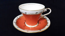 Vintage Aynsley Teacup & Saucer - Persimmon & Gold - Corset Shape - Pattern 2730 picture