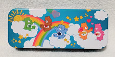 Care Bears Collectible Metal Tin Hinged Box Rainbow Clouds Pencil Organizer picture