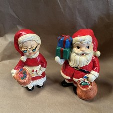 Vintage Ardco Japan Santa Mrs Claus Chalkware Figurines 1978 Hand Painted Set picture