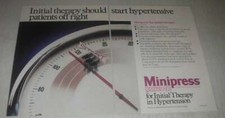 1985 Pfizer Minipress Ad - Therapy should start hypertensive patients off right picture