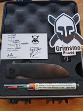 Grimsmo Knives Ladder Damasteel Rask Milled Titanium Black DLC Blue Accents #248 picture