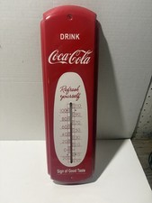 coca cola “sign Of Good Taste” Metal Thermometer, Vintage picture