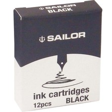 Sailor Jentle Black Ink Cartridge 12 Count Refill for Fountain Pens picture