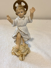Vintage Sanmyro Japan Child Jesus Figurine Gold Halo Porcelain Catholic 6” picture