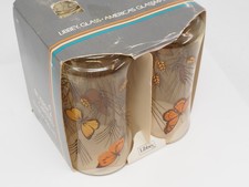 4 Vintage Libbey Monarch Butterfly & Wheat Glasses MCM Retro NEW in Box picture
