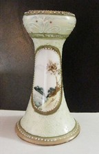 Vintage Nippon Morimura Porcelain Bud Vase Hat Pin Holder Blue Maple Leaf Mark picture