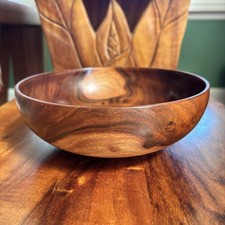 Vintage Hawaiian Milo Wood Hand Turned Calabash Bowl - Signed 6  3/4” Hawaii picture