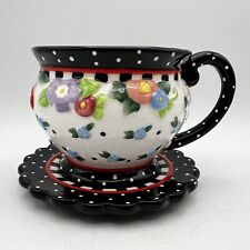Vintage Mary Engelbreit Tea Cup & Saucer 2000 Cherries And Flowers picture