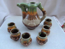 VINTAGE CERAMIC JUG PITCHER KANNA WITH  6 CUPS SET FOR ALCОHOL picture