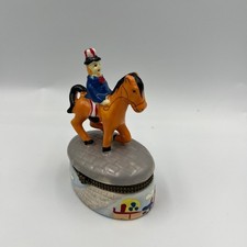 Vintage Uncle Sam Ceramic Trinket Box Americana Patriotic Jewelry Box Horse picture
