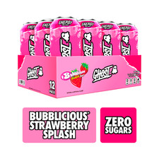 GHOST Zero Sugar Energy Drink Bubblicious Strawberry Splash 16 oz 12 Pack FREE S picture