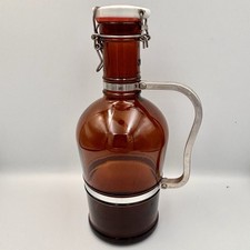 Wassmann German Beer Growler 2L Amber Glass Swing Top Metal Handle Oktoberfest picture
